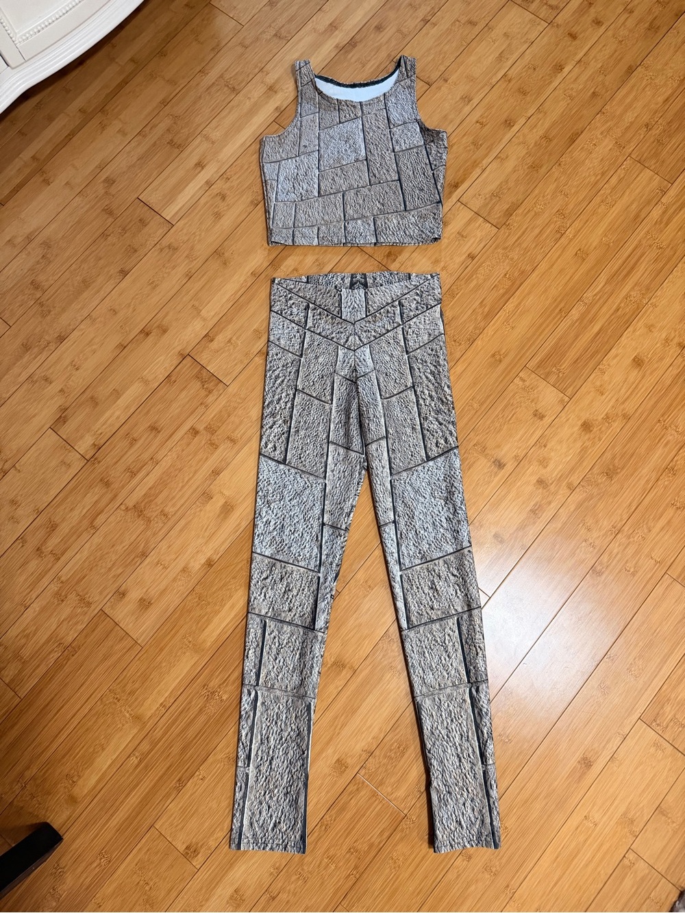 Women's Gray Textured Two-Piece Jumpsuit Set